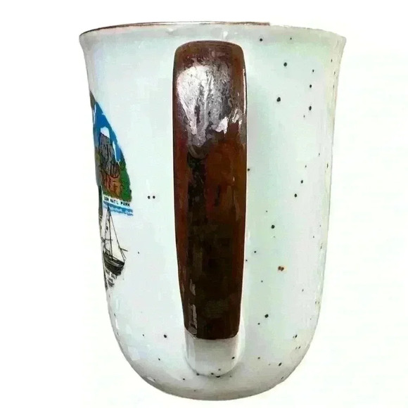 Vintage Utah souvenir speckled stoneware mug with brown luster glaze on handle - Picture 4 of 7